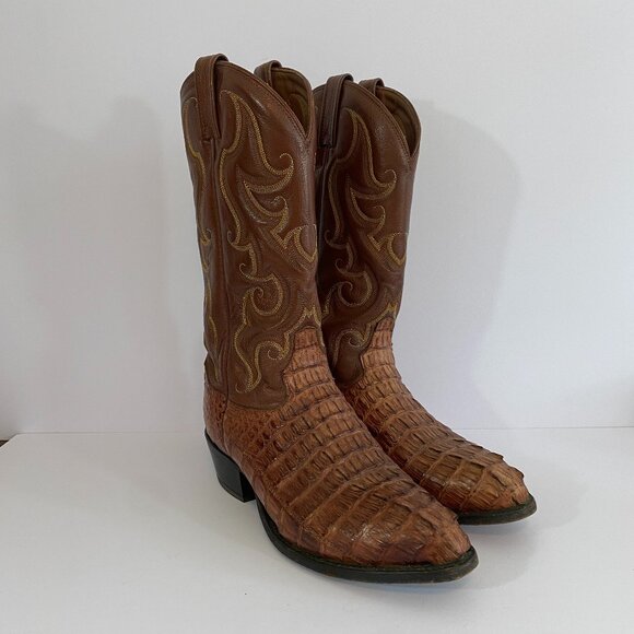 Tony Lama Other - Tony Lama Royal Hornback Caiman Alligator Boots Mens 10 D Brown CZ1010 Exotic